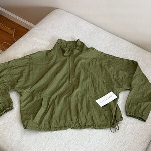 Athleta Sheen Woven Popover Olive Green Jacket Windbreaker